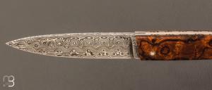 Couteau " Le Lombard " par Adrien Giovaninetti - bois de fer d'Arizona et damasteel