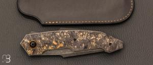 Couteau " Liner-Lock " custom par Romain Lopez - Loupe d'érable et lame en RWL-34