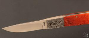    Couteau " Lock-Back " de poche par Susaï - Corail et ATS34 - Gravure de Pantechini