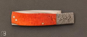    Couteau " Lock-Back " de poche par Susaï - Corail et ATS34 - Gravure de Pantechini