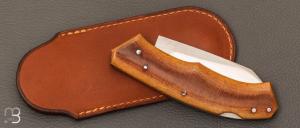   Couteau " Lock-back" custom pliant par Mathis Poujol - Micarta Westinhouse et RWL-34