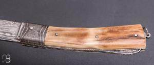    Couteau "Lock-back" custom de Jean Pierre Veysseyre - Ivoire de mammouth et damas