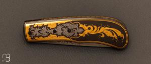  Couteau  "  Custom" pliant par Michael Veit - Turckish Twist Damascus