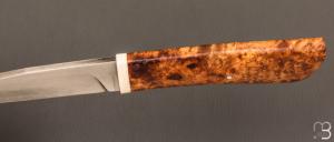  Couteau droit par Nicolas Mestrallet - Atelier du couteau de Vaunaveys - Lame forgée en acier C130 et loupe d'amboine