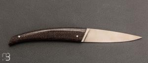    Couteau " L'Orque Lévitas " pliant par l'Atelier Les 2 Diables - Micarta jute marron et 14c28n