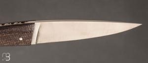    Couteau " L'Orque Lévitas " pliant par l'Atelier Les 2 Diables - Micarta jute marron et 14c28n
