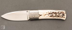 Couteau " Pitigrow  " par Les Couteliers de Fontainebleau - Bois de cerf