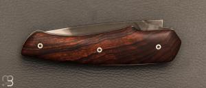   Couteau " Quetsche V2 " cran forcé par Louis Contat - Bois de fer et acier C130