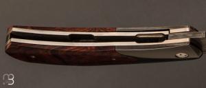 Couteau  "  Rocket " custom de Stéphane Sagric - Bois de fer et Zirconium - Damas Starfire