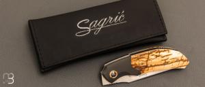     Couteau " Rocket " custom de Stéphane Sagric - Ivoire de mammouth et lame en RWL34