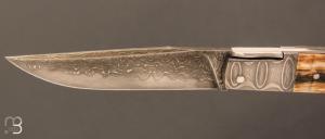 Couteau " Rumilly " custom par David Brenière - Lame damas feuilleté