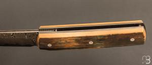    Couteau " Sanjo " custom par Guy Poggetti - Ivoire de mammouth et lame Damas