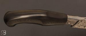 Couteau " Semi-intégral " fixe par Jan Hafinec - Fibre de carbone et damas