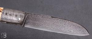    Couteau " Slipjoint 2 pièces " custom par Karim Valentin - Les couteaux D'Hure - Ivoire de mammouth et damas
