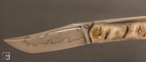  Couteau " Slipjoint " custom par Guy Poggetti - Corne de bélier et lame en C130