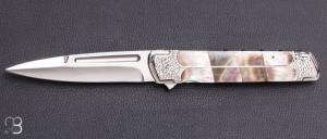    Couteau " Toni " liner-lock custom par Koji Hara - Nacre noire