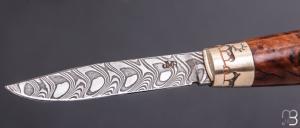 Couteau Tonneau par Jean Michel REMAUD - Palissandre du Honduras et lame damas