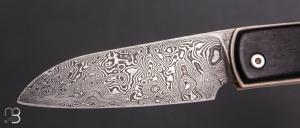 Couteau " Vintage custom " piémontais par David Lespect - Ebène et damas