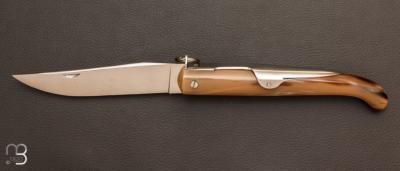 Couteau "  Yatagan  " 18 cm Corne blonde fait main par Jacques Mongin