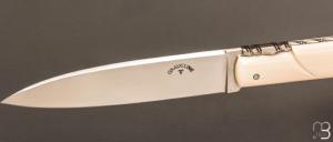 Couteau  " Yssingeaux " d'exception par Pascal et Isabelle Graveline - Mammouth clouté d'or et RWL34