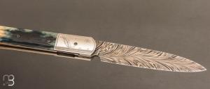    Couteau " Yssingeaux " par Tim Bernard - Ivoire de mammouth et damas plume