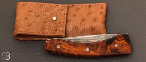 Couteau " custom " Bois de fer d'Arizona et damas San-Maï Carbone Cuivre par Alain & Joris Chomilier