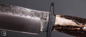    Couteau  de chasse par Laurent Gaillard - Bois de cerf et lame en 100C6