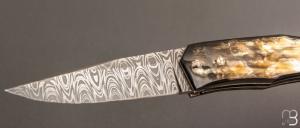    Couteau " Pièce unique " par Alain & Joris Chomilier - Damas carbone de Salem Straub et Corne de zébu