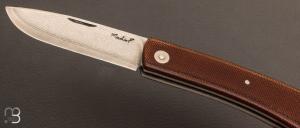 Couteau  " cran carré " micarta et VG10 damas Suminagashi par Frédéric Maschio