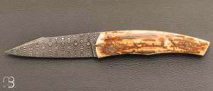   Couteau " custom " de Alain & Joris Chomilier - Ivoire de mammouth et damas "spirographe" de Vegas Forge