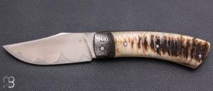   Couteau " custom " pliant par Mickaël Moing - Corne de bélier