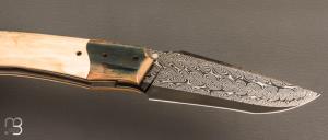    Couteau " custom " de Berthelemy Gabriel - La Forge Agab - ivoire de mammouth et damas