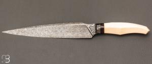    Couteau  "  custom " fixe de Berthelemy Gabriel - La Forge Agab - Ivoire de mammouth et damas 