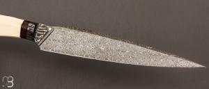   Couteau  "  custom " fixe de Berthelemy Gabriel - La Forge Agab - Ivoire de mammouth et damas 