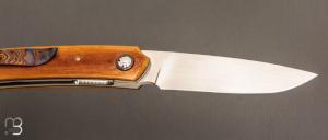    Couteau " custom " liner-lock de Stéphane Sagric - Micarta et lame en RWL-34