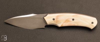 Couteau custom pliant par David Lespect - Ivoire de Phacochère et RWL-34