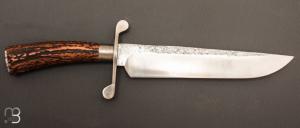     Couteau de chasse par Laurent Gaillard - Bois de cerf sambar et lame en 100C6