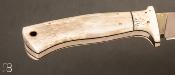 Couteau fixe en bois de cerf et lame D2 par Christophe Million