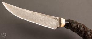 Couteau "  droit  " Damas et corne d'oryx par Guy Poggetti