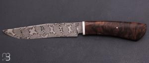 Couteau droit par Nicolas Mestrallet - Atelier du couteau de Vaunaveys - Damas mosaique et noyer