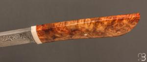    Couteau droit par Nicolas Mestrallet - Atelier du couteau de Vaunaveys - Lame forgée acier damas et loupe d'amboine
