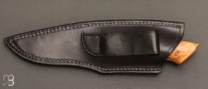    Couteau fixe loupe de robinier et Lame forgée acier damas par Jean Paul Sire