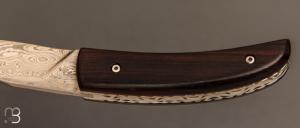   Couteau " liner lock " custom par Philippe Sœuvre - Bois de fer et damas