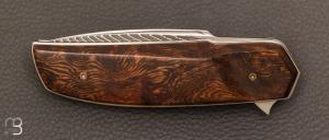 Couteau " custom " loupe de bois de fer d'Arizona et damas suminagashi SGPS par Vincent Saja