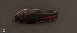 Couteau " custom " pliant de David Lespect - Ebène de Macassar et lame damas