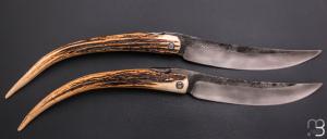    Duo de couteaux Piémontais par Mickael Moing - Bois de cerf