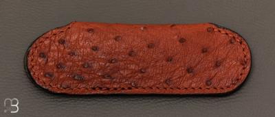 Etui cuir d'autruche naturel pour couteau de poche
