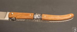    Couteau " Laguiole 12 CM " de Jérôme Lamic - Ivoire de mammouth et fleurs dorées