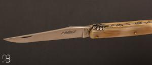  Couteau  "  Laguiole Rameau Olivier " de collection par Virgilio Munoz - Corne blonde