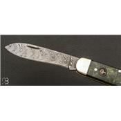  Couteau Böker Sollingen - Hunters Knife Mono Damascus Curly Birch Green